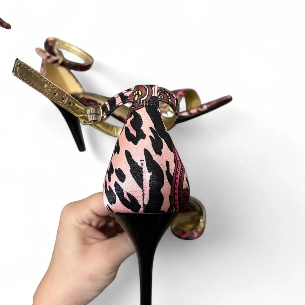 Carlos Santana Sunset Paisley Heels 7M Y2K Pink Gold Stiletto